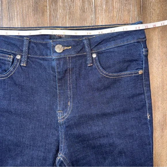 QUINCE Luna Stretch Slim Straight Jeans Crop Dark Blue Sz 28 mid rise ankle - Picture 3 of 10